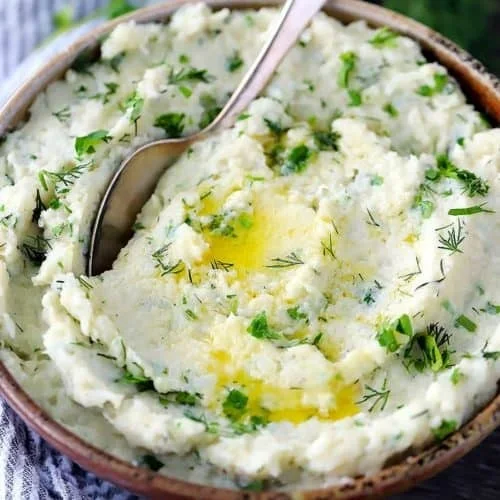 Keto Cauliflower Mash with Herbed Butter